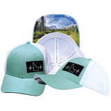 Idaho - 6 Panel - Shallow Fit - Pony Tail - Teal / White - Laser Mesh (Unisex)