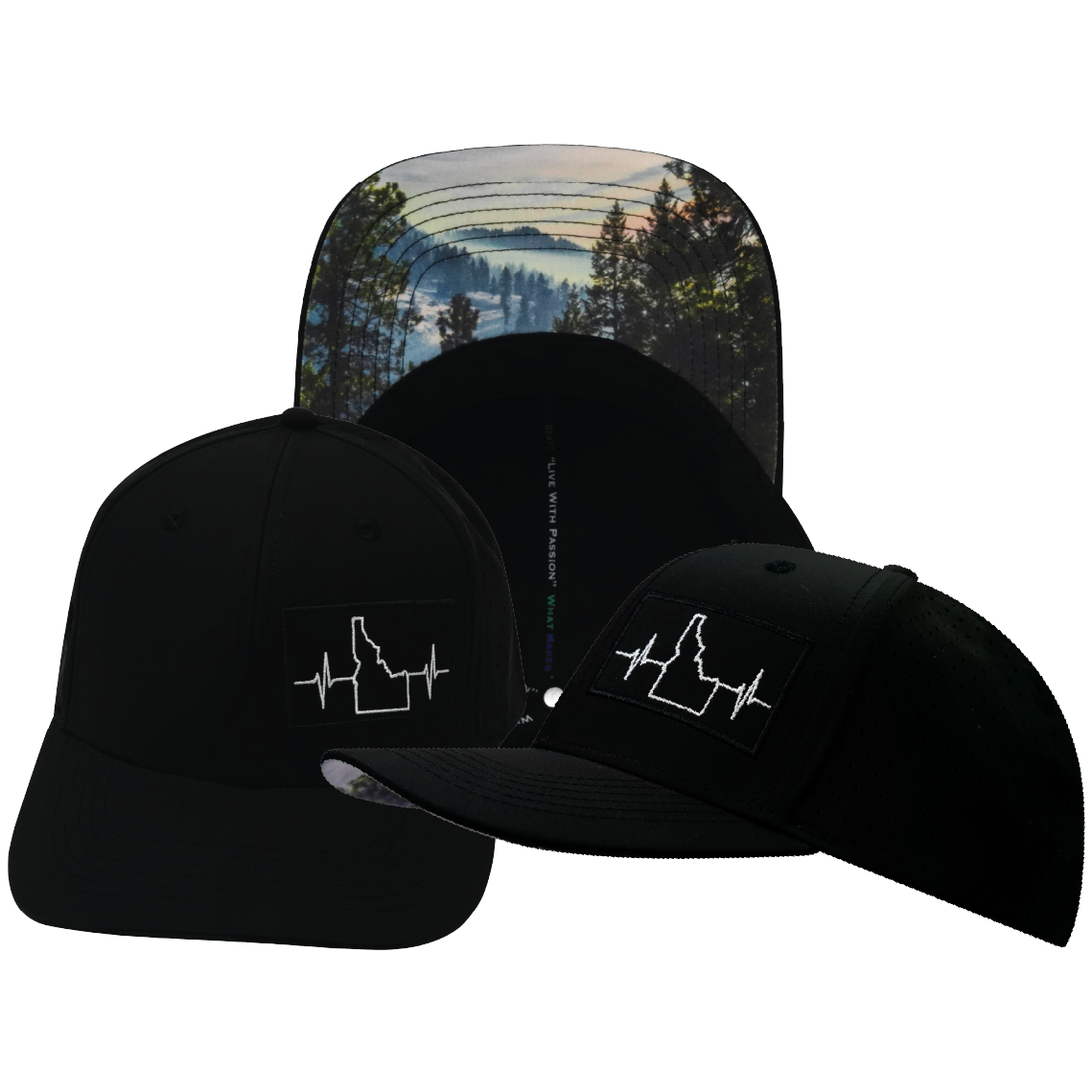 Idaho - 6 Panel - Black - Laser Mesh (Unisex)