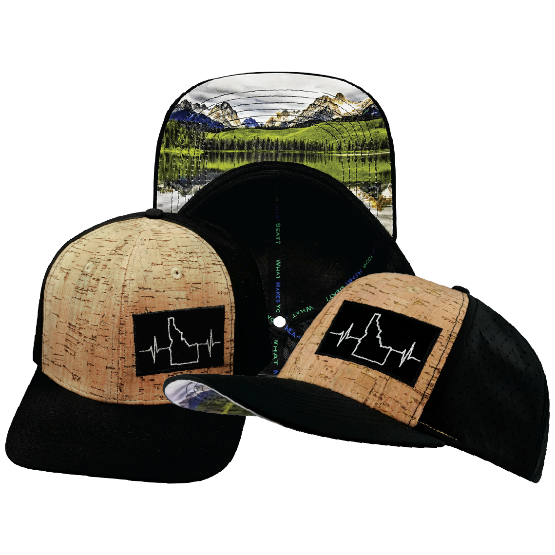 Idaho - 6 Panel - Cork - Black - Laser Mesh (Unisex)