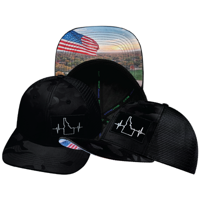 Idaho - 6 Panel - Black Camo / Black  - Trucker Mesh (Unisex)