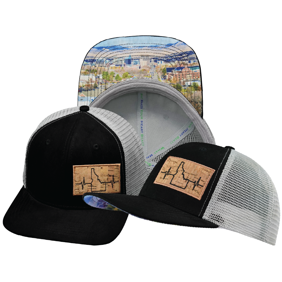 Idaho - 6 Panel - Suede - Black / Gray - Trucker Mesh (Unisex)
