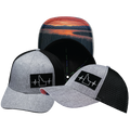 Idaho - 6 Panel - Shallow Fit - Heather Gray / Black - Trucker Mesh (Unisex)