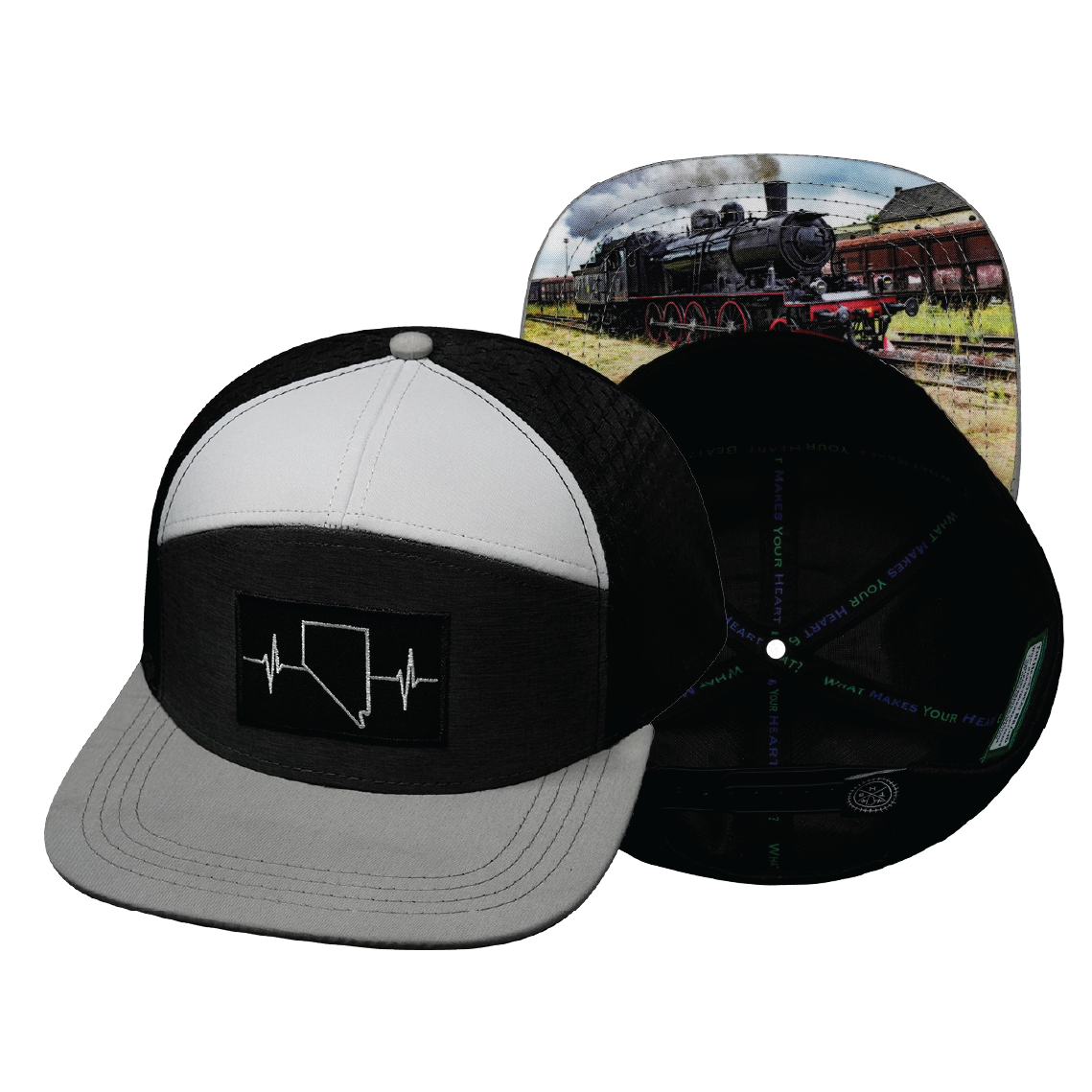 Nevada - 7 Panel - Gray / Charcoal / White / Black (Unisex)