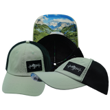 Mountains - 6 Panel - Unstructured - Green / Black - Laser Mesh (Unisex)