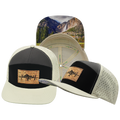 Mountains - 7 Panel - Cream / Black / Charcoal - Laser Mesh (Unisex)