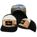 Mountains - 7 Panel - Cork - Black / Cream - Laser Mesh (Unisex)