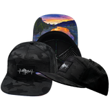 Mountains - 7 Panel - Black Camo - Laser Mesh (Unisex)