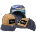 Mountains - 6 Panel - Cork - Charcoal - Laser Mesh (Unisex)