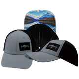 Mountains - 6 Panel - Shallow Fit - Pony Tail - Gray Blue / Black - Laser Mesh (Unisex)