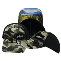 Mountains - 6 Panel - Unstructured - Camo / Black - Soft Trucker Mesh (Unisex)