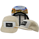 Mountains - 5 Panel - Unstructured - Cream Hemp / Gray Hemp - Fabric Back (Unisex)