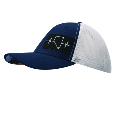 Nevada - 6 Panel - Shallow Fit - Navy / White - Trucker Mesh (Unisex)