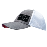 Nevada - 6 Panel - Shallow Fit - Pony Tail - Heather Gray / White - Laser Mesh (Unisex)