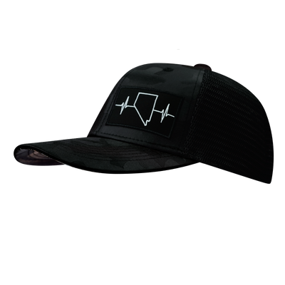 Nevada - 6 Panel - Black Camo / Black - Trucker Mesh (Unisex)