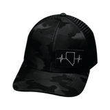 Nevada - 6 Panel - Black Camo / Black - Trucker Mesh (Unisex)
