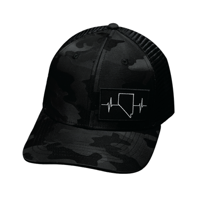 Nevada - 6 Panel - Black Camo / Black - Trucker Mesh (Unisex)