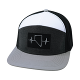 Nevada - 7 Panel - Gray / Charcoal / White / Black - Laser Mesh (Unisex)