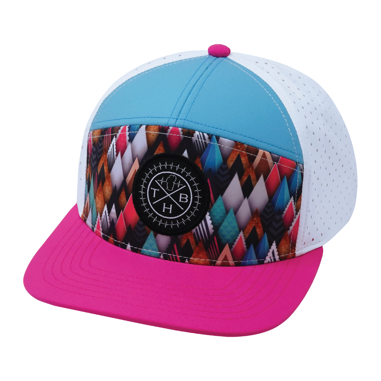 THB - 7 Panel - Neon Peaks - Neon Pink / Neon Green Blue / White - Laser Mesh (Unisex)