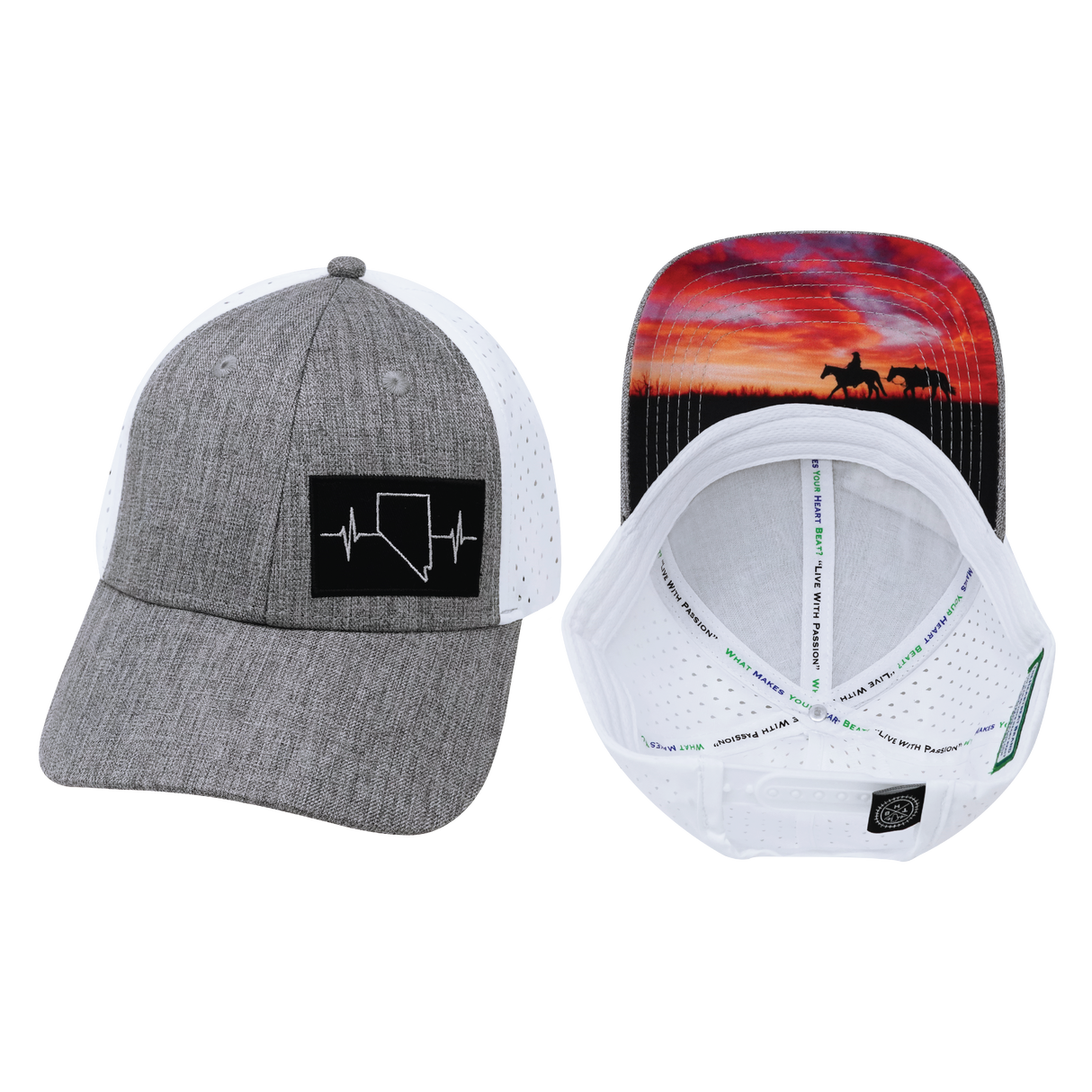 Nevada - 6 Panel - Shallow Fit - Pony Tail - Heather Gray / White (Unisex)