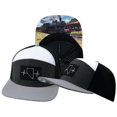Nevada - 7 Panel - Gray / Charcoal / White / Black - Laser Mesh (Unisex)