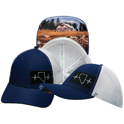 Nevada - 6 Panel - Shallow Fit - Navy / White - Trucker Mesh (Unisex)