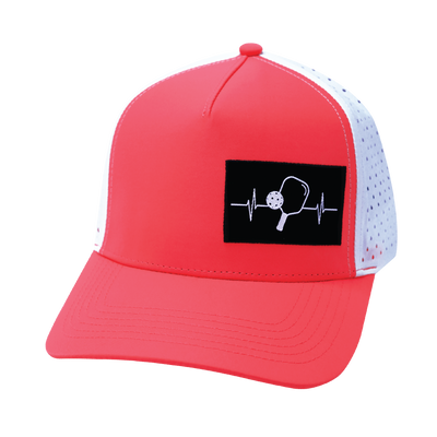 Pickleball - 5 Panel - Structured - Neon Peach / White - Laser Mesh (Unisex)