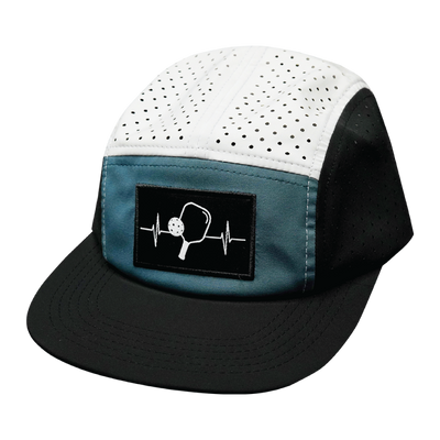 Pickleball - 5 Panel - Sporty - Unstructured - Black / Slate Green / White - Laser Mesh (Unisex)