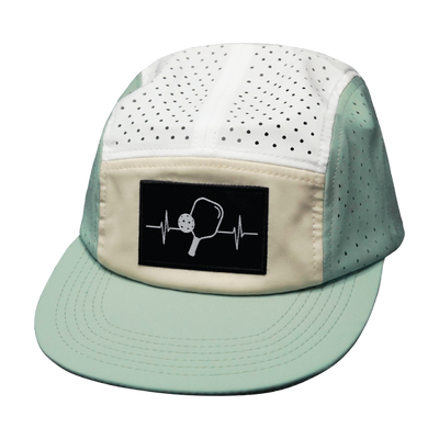 Pickleball - 5 Panel - Sporty - Unstructured - Sage / Cream / White - Laser Mesh (Unisex)