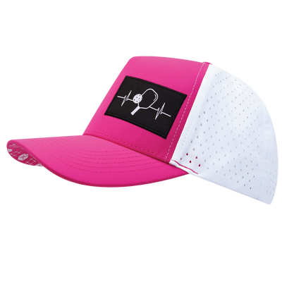Pickleball - 5 Panel - Structured - Neon Pink / White - Laser Mesh (Unisex)