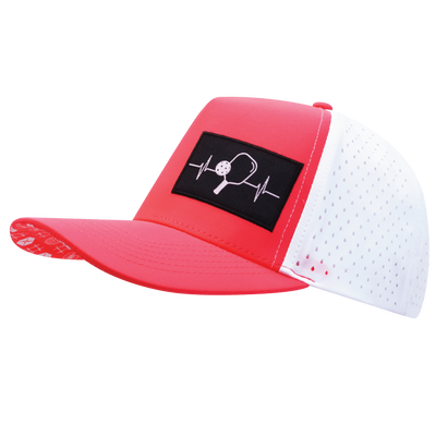 Pickleball - 5 Panel - Structured - Neon Peach / White - Laser Mesh (Unisex)