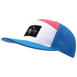 Pickleball - 7 Panel - Neon Blue / White / Neon Peach - Laser Mesh (Unisex)