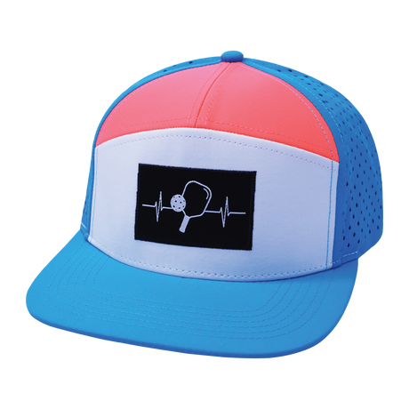 Pickleball - 7 Panel - Neon Blue / White / Neon Peach (Unisex)