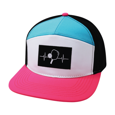 Pickleball - 7 Panel - Neon Pink / White / Neon Blue Green / Black - Laser Mesh (Unisex)