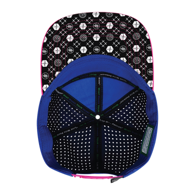 Pickleball - 7 Panel - Neon Pink / White / Neon Blue Green / Blue - Laser Mesh (Unisex)