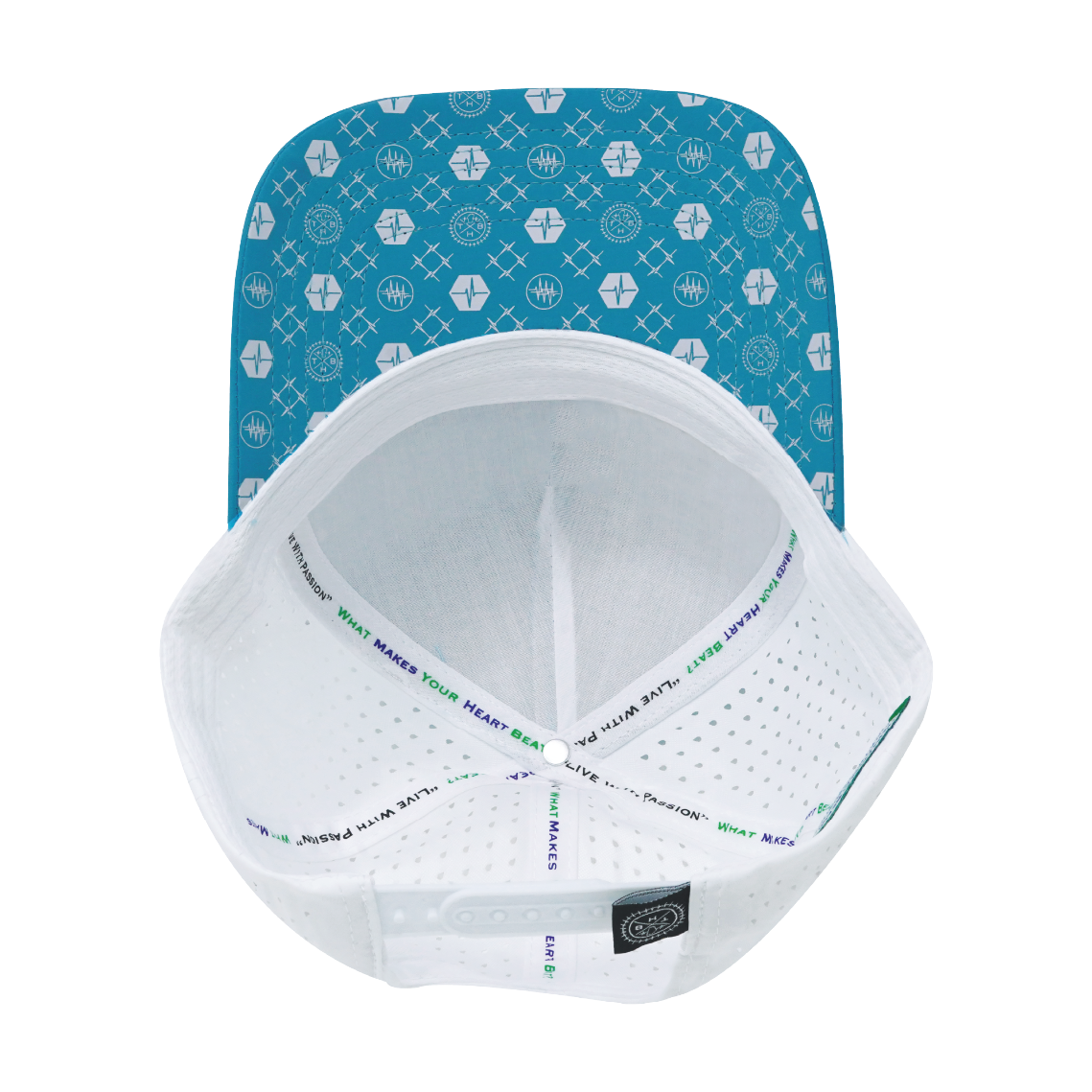 Pickleball - 5 Panel - Structured - Neon Blue Green / White - Laser Mesh (Unisex)
