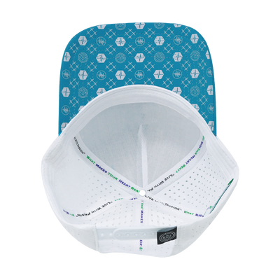 Pickleball - 5 Panel - Structured - Neon Blue Green / White - Laser Mesh (Unisex)