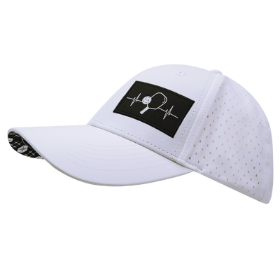 Pickleball - 6 Panel - Shallow Fit - Pony Tail - White - Laser Mesh (Unisex)