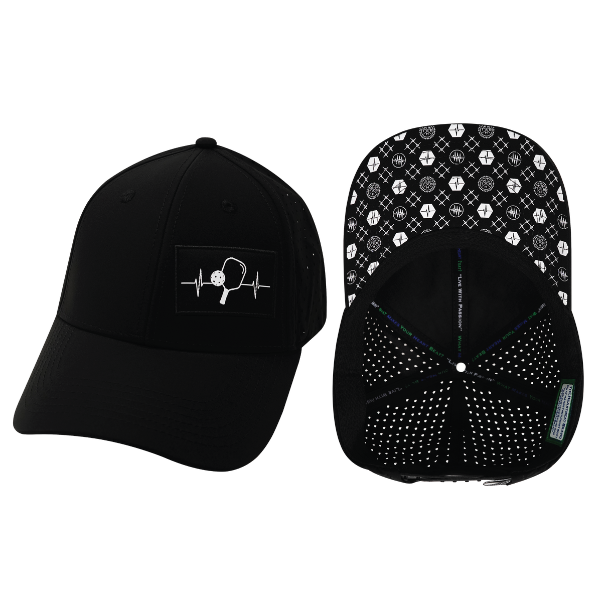 Pickleball - 6 Panel - Shallow Fit - Pony Tail - Black (Unisex)