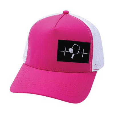 Pickleball - 5 Panel - Structured - Neon Pink / White - Laser Mesh (Unisex)