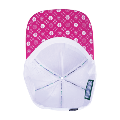 Pickleball - 5 Panel - Structured - Neon Pink / White - Laser Mesh (Unisex)