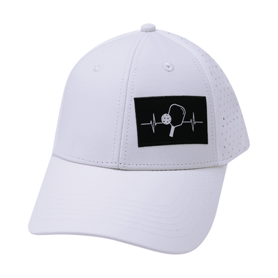 Pickleball - 6 Panel - Shallow Fit - Pony Tail - White - Laser Mesh (Unisex)
