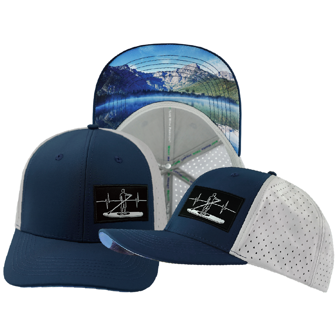 Paddle Board - 6 Panel - Navy / Gray - Laser Mesh (Unisex)