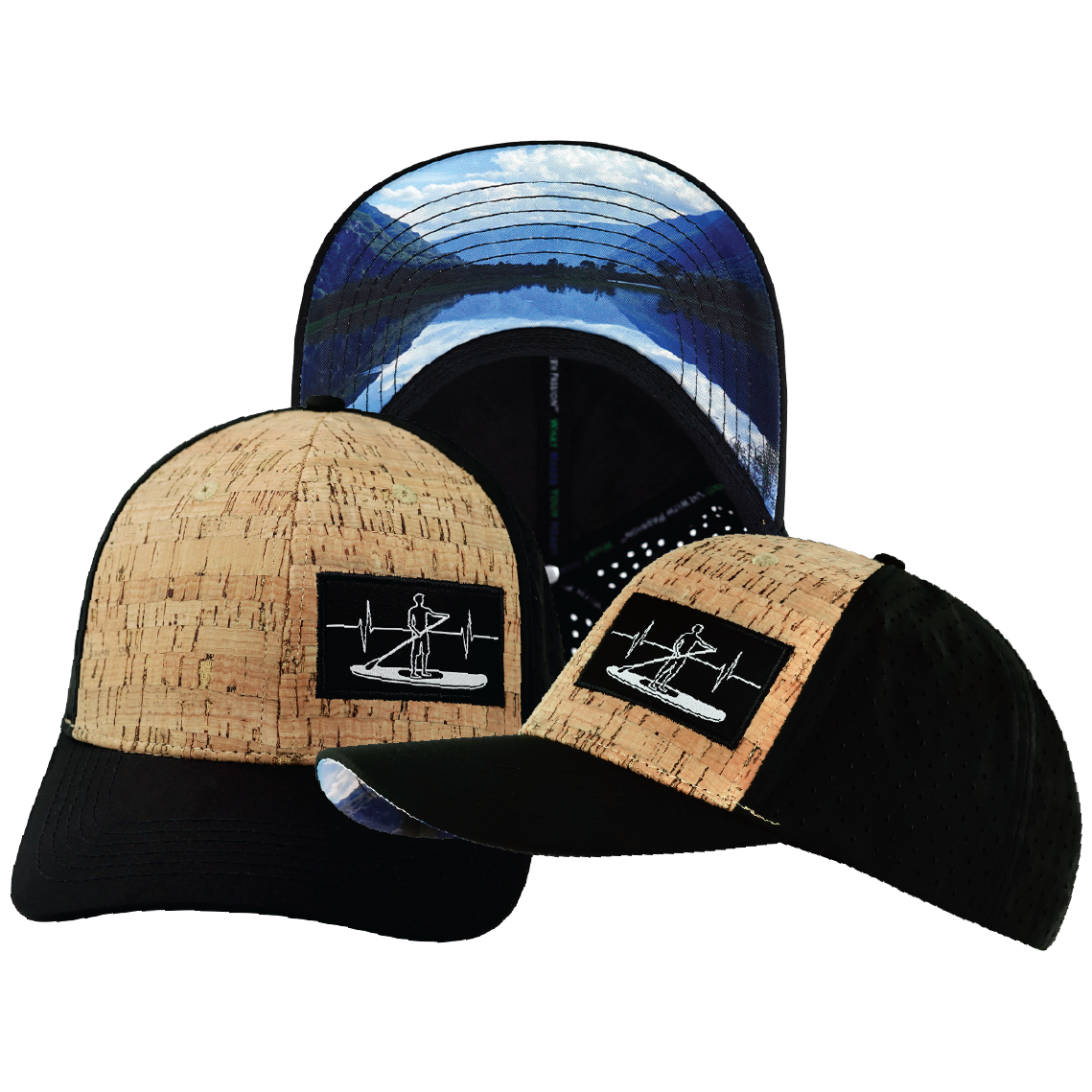 Paddle Board - 6 Panel - Cork - Black - Laser Mesh (Unisex)
