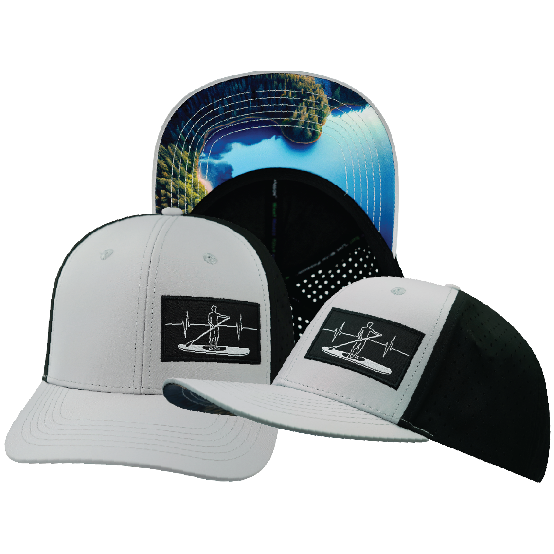 Paddle Board - 6 Panel - Gray / Black - Laser Mesh (Unisex)
