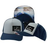 Paddle Board - 5 Panel - Structured - Dark Blue / Gray Blue - Laser Mesh (Unisex)