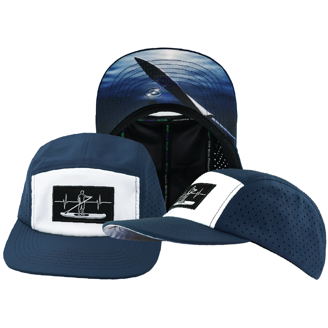 Paddle Board - 5 Panel - Sporty - Unstructured - Navy / White - Laser Mesh (Unisex)