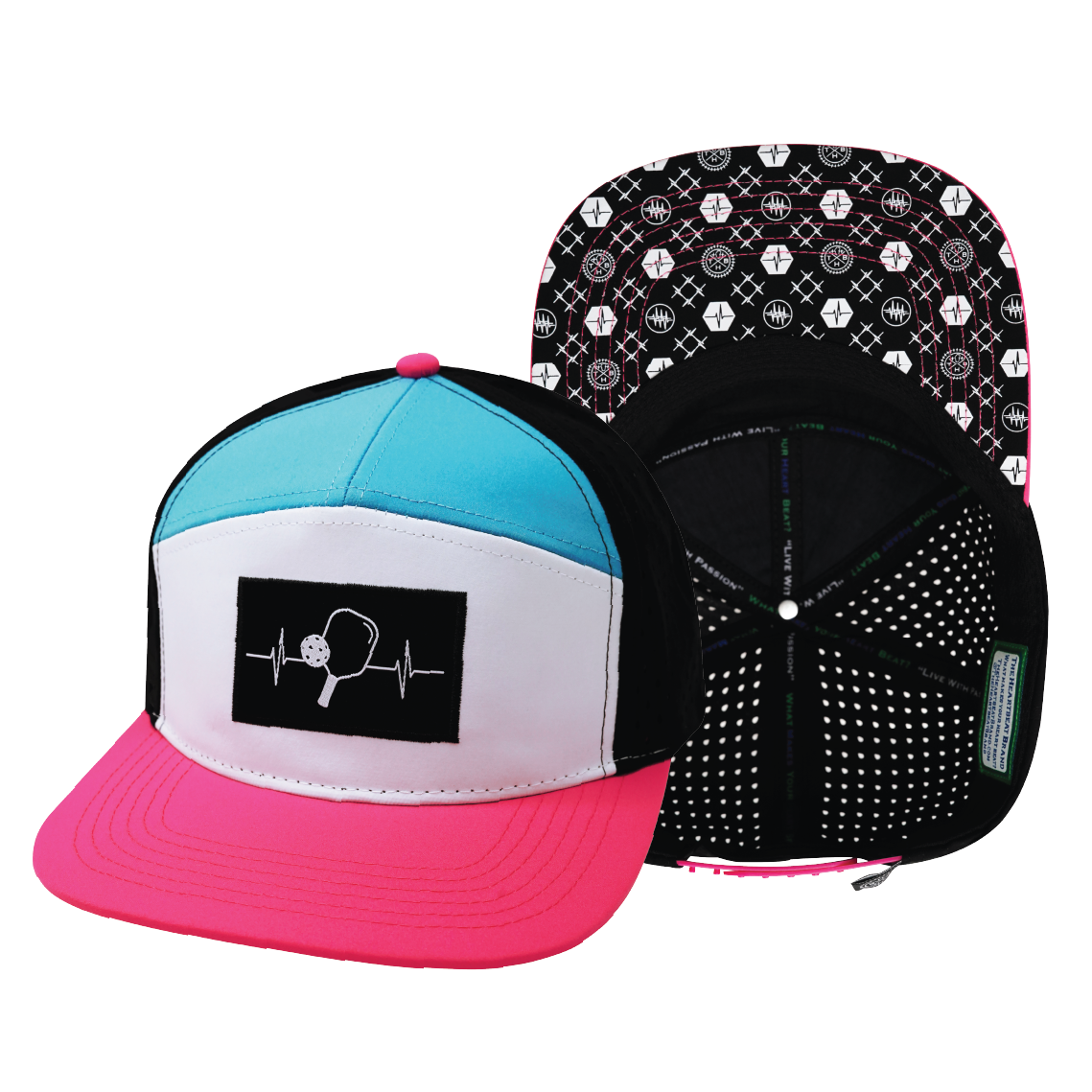 Pickleball - 7 Panel - Neon Pink / White / Neon Blue Green / Black (Unisex)