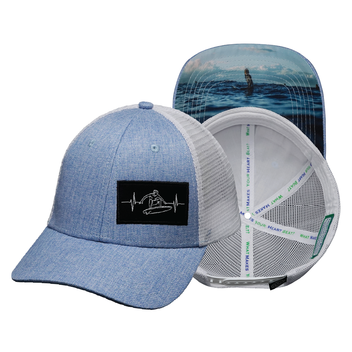 Surf - 6 Panel - Shallow Fit - Light Blue /  White - Trucker Mesh (Unisex)