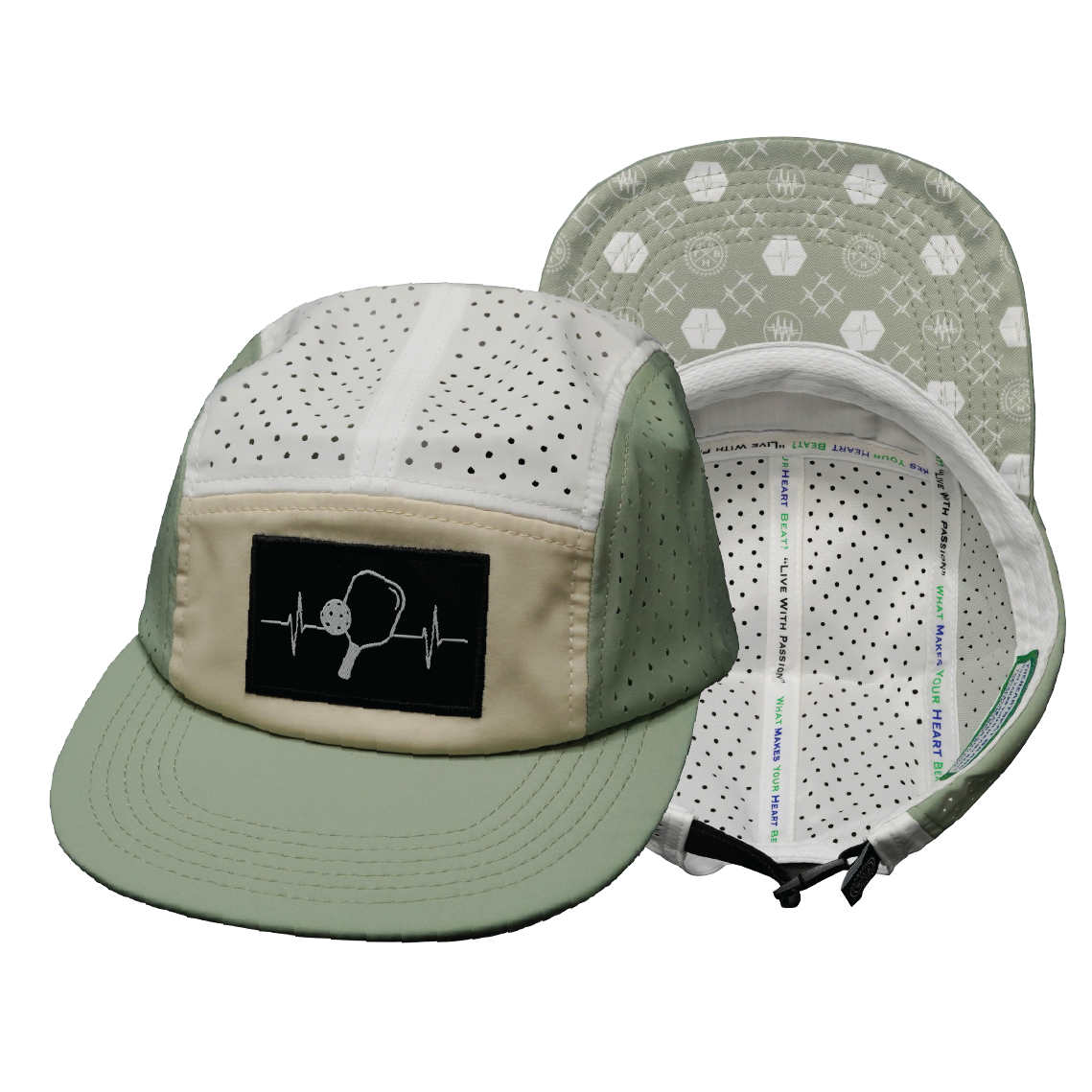 Pickleball - 5 Panel - Sporty - Unstructured - Sage / Cream / White (Unisex)