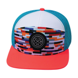 THB - 7 Panel - Party Blocks - Neon Peach / White / Neon Blue - Laser Mesh (Unisex)